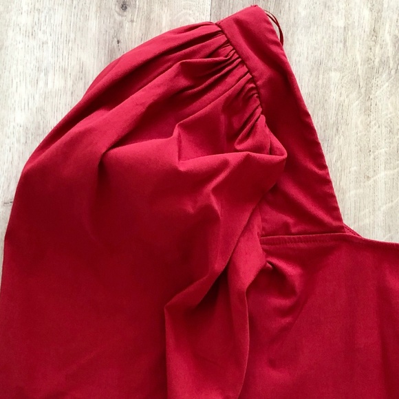 Zara,‎ Red, Long Puffy Sleeves, With Pleats, Fitted, Crop Top, NEW, Size, Small - Picture 7 of 12